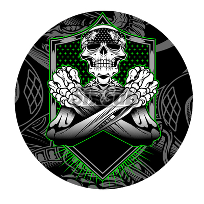 复古机车骷髅风格侉子偏三反光镭射水晶胶立体贴#1109