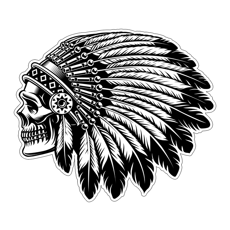 骷髅系列印第安酋长肌肉车太子复古汽车摩托车贴画贴花#749