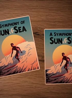 SURFER贴纸复古沙滩沙滩车公交夏日的阳光老学校＃213