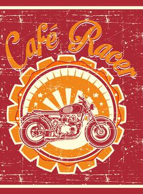 CAFE RACER咖啡车手齿轮斑驳复古红色汽车贴纸贴花