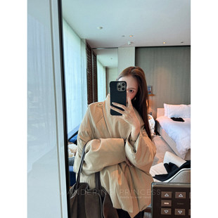 钱美西 日本进口中空纱90鹅绒翻领羽绒服 设计师款宽松面包外套女