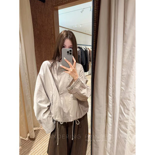 钱美西 40片立裁天然皱感 薄款抗皱显瘦立领夹克廓形短款风衣外套
