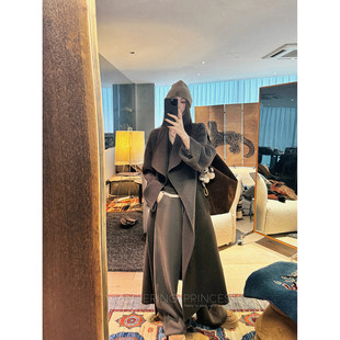 钱美西 980g澳洲美丽诺羊羔毛彩点双面毛呢大衣 慵懒大翻领外套女