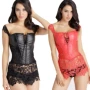 Váy da gợi cảm khâu vai ren dây đeo váy trở lại dây kéo tòa corset corset corset bụng 8280 - Corset do lot nu