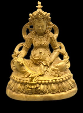 正宗小叶黄杨木精雕黄财神，绿度母，文珠菩萨，摆件家居装饰品