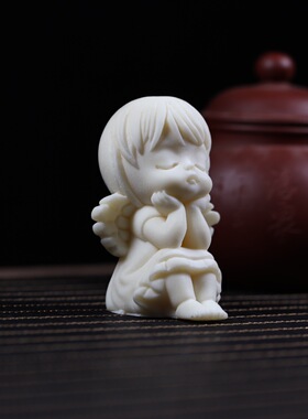 象牙果雕刻天使女孩小摆件家居客厅博古架造景工艺品厂家