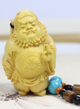 黄杨木崖柏木雕刻手把件钟馗把玩件汽车家居挂饰文玩工艺礼品