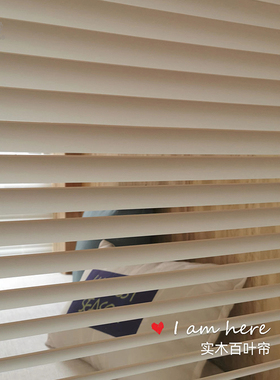 电动式手拉式黑色白色椴木纯实木现代简约风客厅升降式木百叶窗帘