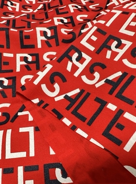 红色字母花针织哥弟纹弹力印花面料T恤背心连衣裙上衣服装布料香