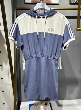 正品Adidas阿迪达斯三叶草女迪士尼联名运动短袖连帽连衣裙JP1436