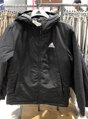 正品Adidas/阿迪达斯男装户外夹棉外套休闲连帽保暖棉服 HT8715