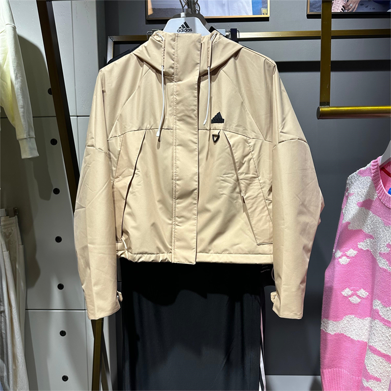 阿迪达斯女春秋加绒外套连帽夹克