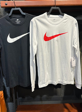 正品Nike耐克男长袖T恤24年春新款纯棉大勾休闲内搭套头衫 DZ2988