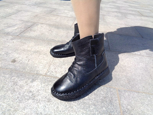 马丁靴单靴休闲靴子 真皮短靴孕妇靴软底妈妈鞋 断码 都市人2025新款
