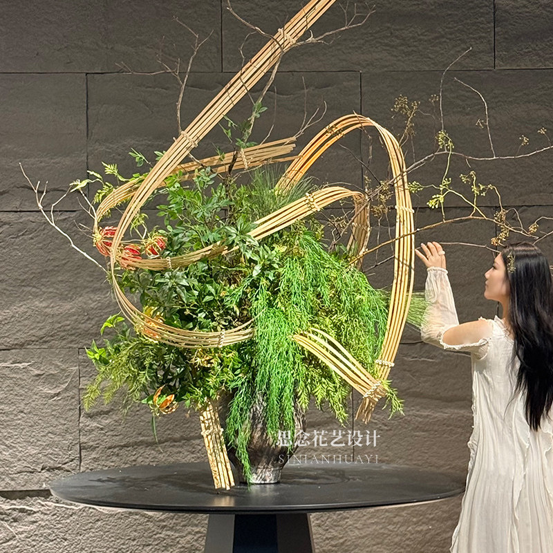 仿真盆花酒店花艺大盆花定制售楼处样板房松弛感自然风定制一对一