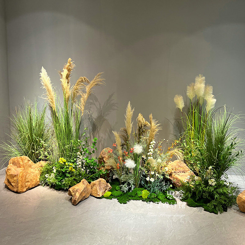 仿真植物花丛橱窗搭配阳台飘窗花槽绿植花艺室内装饰简约时尚假花