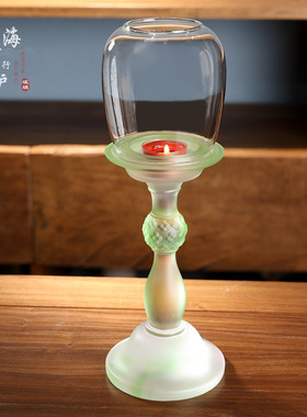 琉璃海棠行炉防风高烛台佛堂供奉