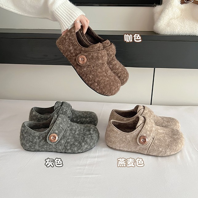 韩式多巴胺加绒保暖包头勃肯拖