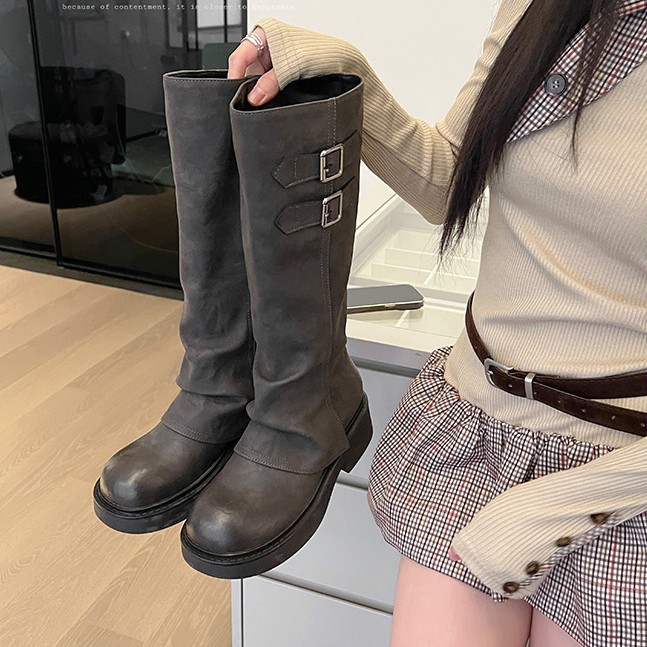 厚底增高显瘦长筒骑士靴女新款