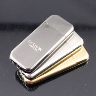 海豚珍珠机超薄金属砂轮火石明火充气打火机创意个性刻字定制广告