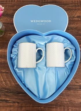 心形礼盒 Wedgwood 金色几何Gio Gold欧式白色骨瓷马克杯对杯水杯