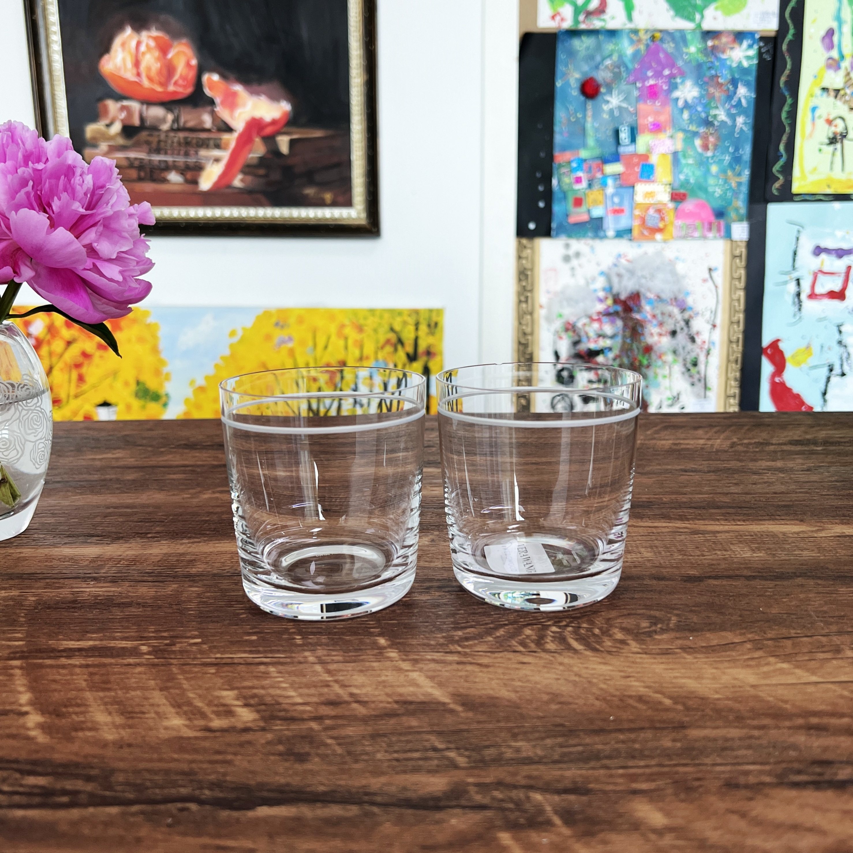 清库存 礼盒装Wedgwood王薇薇 Vera Bande水晶平底对杯威士忌对杯