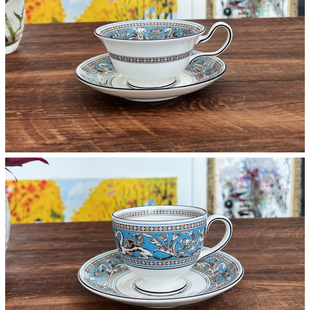 英制Wedgwood玮致活丝绸之路蓝色手绘骨瓷茶杯碟咖啡杯碟俩款可选