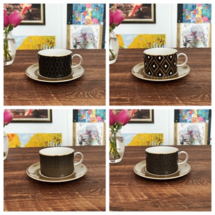 现货 Wedgwood 金色几何Gio Gold骨瓷欧式茶杯碟咖啡杯碟下午茶