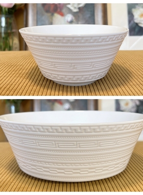 现货 Wedgwood Intaglio 白浮雕欧式骨瓷白色实用餐碗饭碗燕麦碗