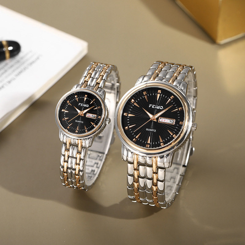 飞沃手表新款防水夜光双日历款男士手表抖音代发情侣手表