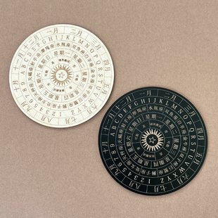 中文版灵摆表盘木质指示雕刻纹理灵摆盘调频水晶底座SRT疗愈工具