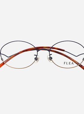 日本FLEA眼镜框女款钛架潮流复古圆框日系小脸超轻纯钛眼镜架170