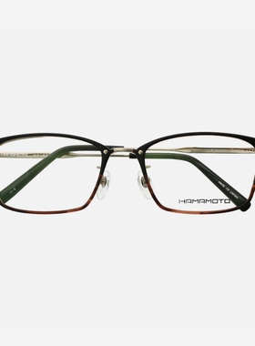 HAMAMOTO日本纯钛眼镜框男近视可配金丝轻大脸加宽商务眼镜架332