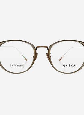 韩国MASKA眼镜框男女款超轻纯钛高级感时尚全框古铜金眼镜架ANGUS
