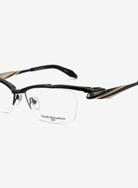 日本MASAKI松岛正树眼镜框大脸商务白色纯钛半框男士眼镜架MF1309