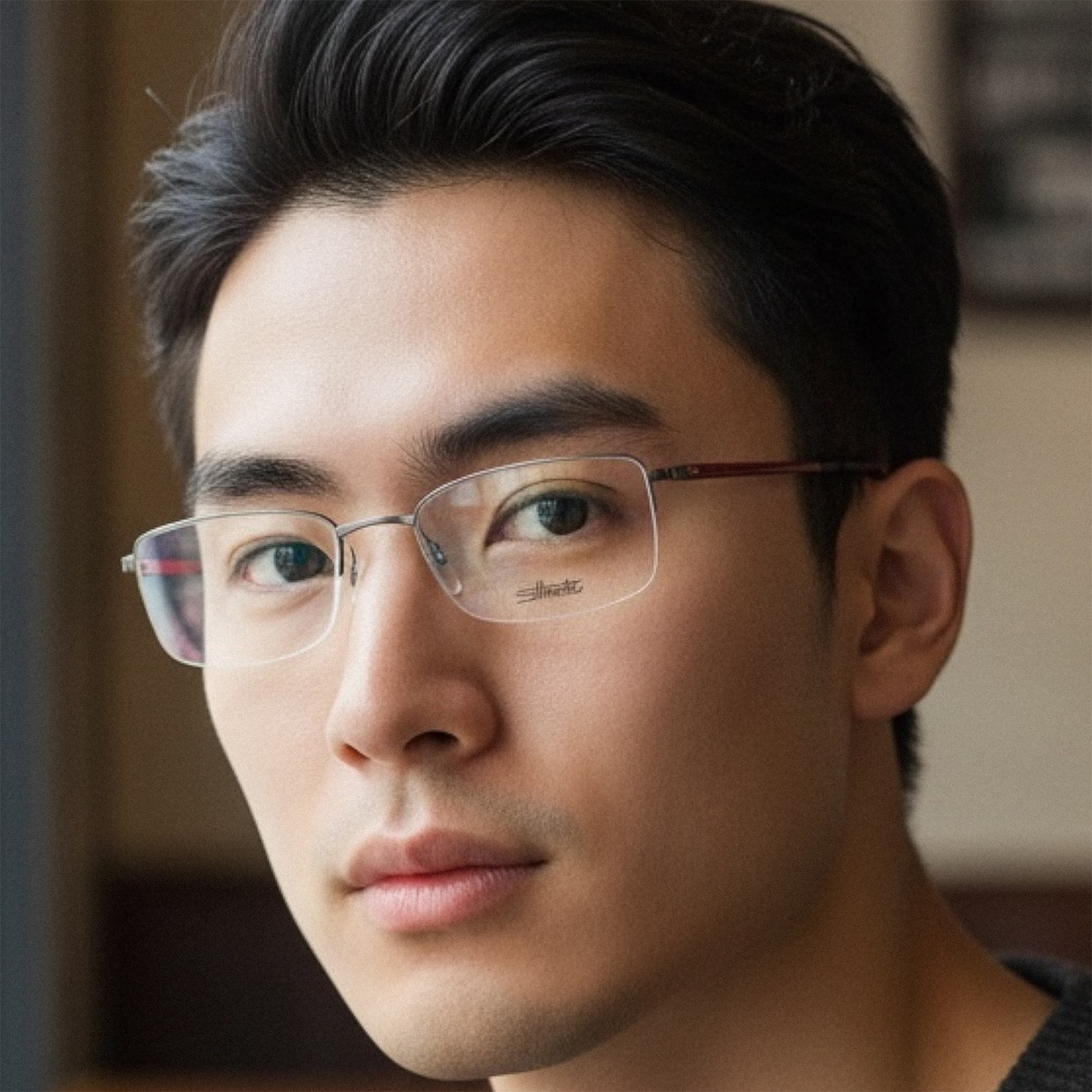 诗乐男士纯钛超轻商务半框眼镜框图片