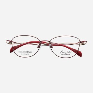 眼镜框2906 日本CHARMANT夏蒙眼镜架气质红色纯钛超轻线钛金边女款
