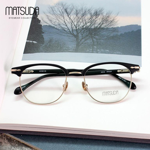日本MATSUDA手工眉框纯钛眼镜架