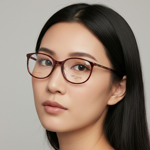 日本Chiyoko手工眼镜框男女全框黑色圆脸复古板材大脸眼镜架7908