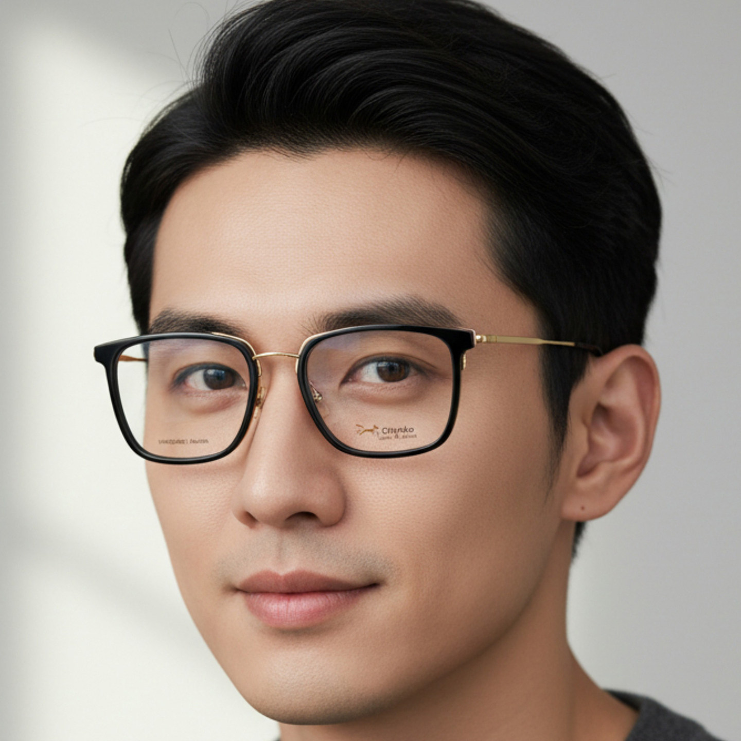 日本Chiyoko手工眼镜框男款近视全框大脸超轻黑色商务眼镜架7906