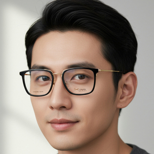 近视全框大脸超轻黑色商务眼镜架7906 日本Chiyoko手工眼镜框男款