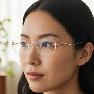 小脸超轻纯钛金丝眼镜架2166 日本Charmant夏蒙眼镜框线钛气质女款
