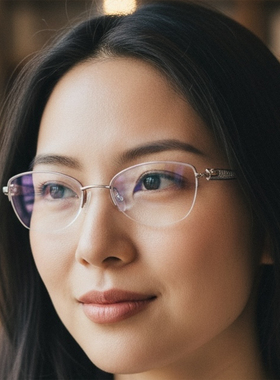 日本Charmant夏蒙眼镜框女款线钛纯钛超轻金丝近视半框眼镜架2932