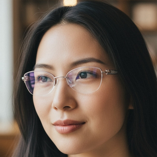 线钛纯钛超轻金丝近视半框眼镜架2932 日本Charmant夏蒙眼镜框女款