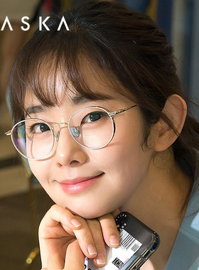 韩国MASKA眼镜框男女复古时尚圆框纯钛超轻小脸气质眼镜架R BURT2