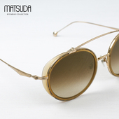 日本MATSUDA松田墨镜男女款 复古圆框纯钛防紫外线大脸太阳镜3044