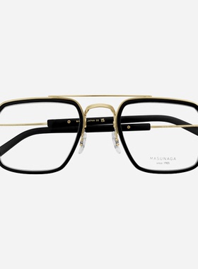 日本MASUNAGA增永眼镜框超轻纯钛飞行员大脸男近视眼镜架GMS-130P