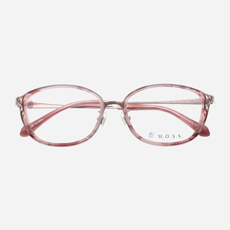 MOSS日本手工眼镜框女近视可配镜片纯钛小脸超轻气质眼镜架10OM