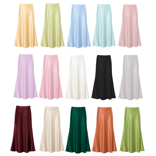 长款缎面半身裙鱼尾A字裙