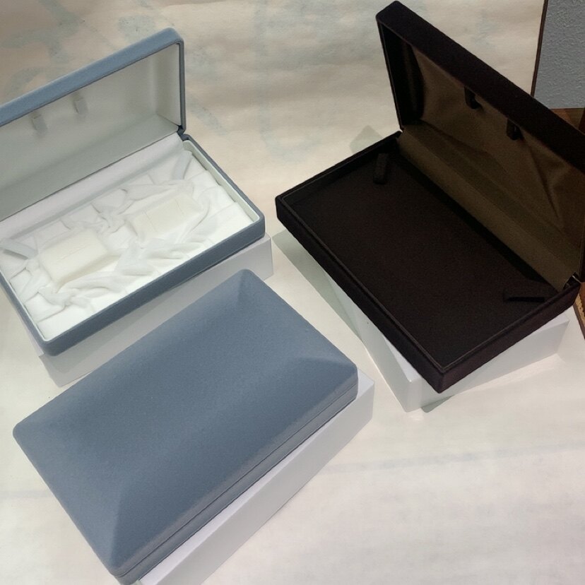 日本进口丝绒珍珠包装礼品盒项链耳钉戒指套盒悬挂项链盒三件套盒